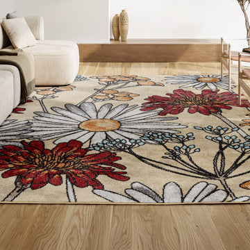 Dizi Modern Botanical Wildflower Area Rug